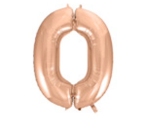 Folijas balons 96cm XXL - cipars 0, zelta, rozā