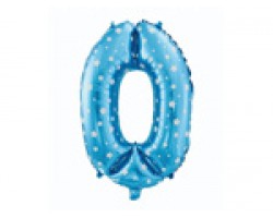 Folijas balons 64cm - cipars 0, zils ar zvaigznītēm, tikai gaisam