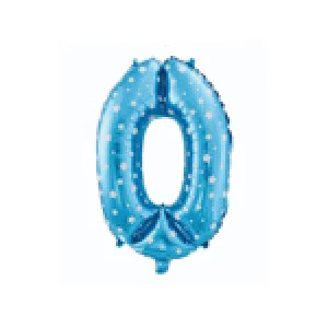 Folijas balons 64cm - cipars 0, zils ar zvaigznītēm, tikai gaisam Folijas balons 64cm - cipars 0, zils ar zvaigznītēm, tikai gaisam
