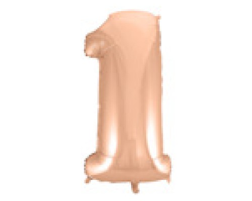 Folijas balons 96cm XXL - cipars 1, zelta, rozā