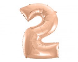 Folijas balons 96cm XXL - cipars 2, zelta, rozā