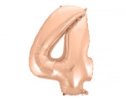 Folijas balons 96cm XXL - cipars 4, zelta, rozā