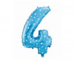 Folijas balons 64cm - cipars 4, zils ar zvaigznītēm, tikai gaisam
