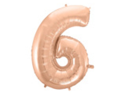 Folijas balons 96cm XXL - cipars 6, zelta, rozā