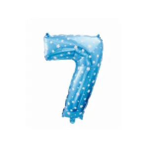Folijas balons 64cm - cipars 7, zils ar zvaigznītēm, tikai gaisam Folijas balons 64cm - cipars 7, zils ar zvaigznītēm, tikai gaisam