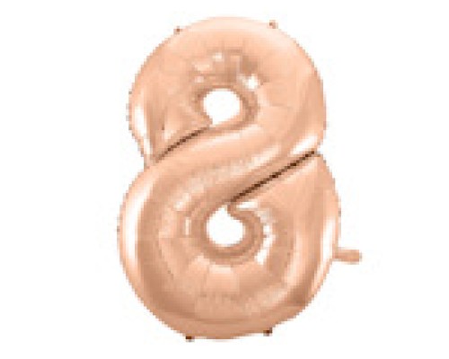 Folijas balons 96cm XXL - cipars 8, zelta, rozā