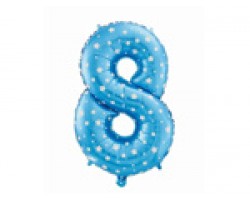 Folijas balons 64cm - cipars 8, zils ar zvaigznītēm, tikai gaisam