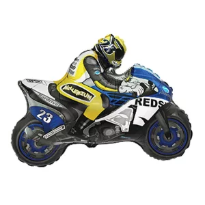 Folijas balons Transportlīdzeklis - Motocikls, motobraucējs, zils, 60cm, Flexmetal Folijas balons Transportlīdzeklis - Motocikls, motobraucējs, zils, 60cm, Flexmetal