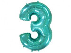 Folijas balons 96cm XXL - cipars 3, tiffany
