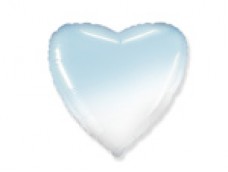 Folijas balons sirds, zila, balta, 46cm, Flexmetal