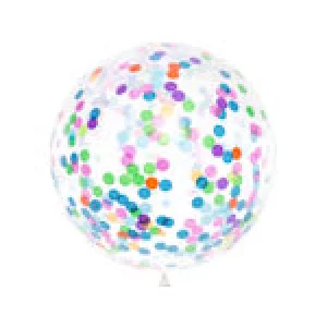 Baloni bezkrāsaini, caurspīdīgi ar konfeti 89cm, JUMBO Baloni bezkrāsaini, caurspīdīgi ar konfeti 89cm, JUMBO