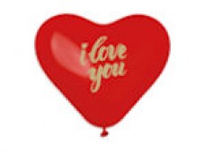 Baloni 24,5cm - sarkana sirds, "I love you"