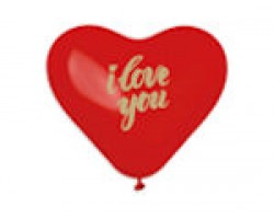 Baloni 24,5cm - sarkana sirds, "I love you"