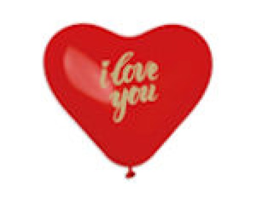 Baloni 24,5cm - sarkana sirds, "I love you"