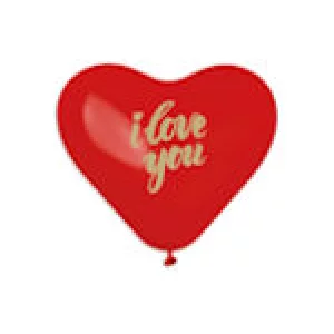 Baloni 24,5cm - sarkana sirds, "I love you"
