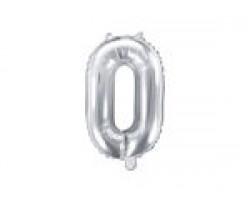 Folijas balons 35cm - cipars 0, sudraba, tikai gaisam