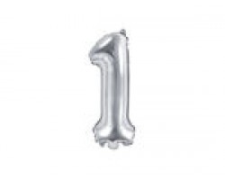 Folijas balons 35cm - cipars 1, sudraba, tikai gaisam