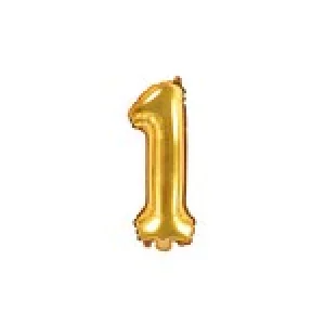 Folijas balons 35cm - cipars 1, zelta, tikai gaisam