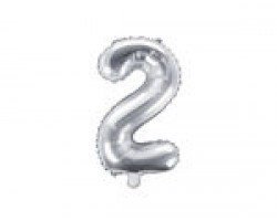 Folijas balons 35cm - cipars 2, sudraba, tikai gaisam