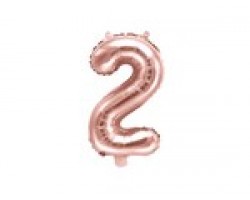 Folijas balons 35cm - cipars 2, zelta, rozā, tikai gaisam