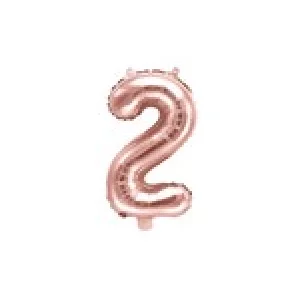 Folijas balons 35cm - cipars 2, zelta, rozā, tikai gaisam Folijas balons 35cm - cipars 2, zelta, rozā, tikai gaisam