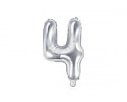 Folijas balons 35cm - cipars 4, sudraba, tikai gaisam