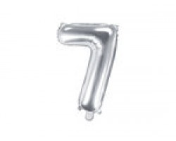 Folijas balons 35cm - cipars 7, sudraba, tikai gaisam