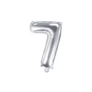 Folijas balons 35cm - cipars 7, sudraba, tikai gaisam Folijas balons 35cm - cipars 7, sudraba, tikai gaisam
