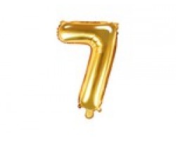 Folijas balons 35cm - cipars 7, zelta, tikai gaisam