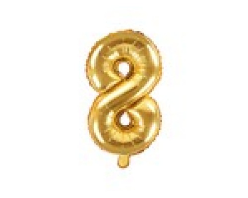 Folijas balons 35cm - cipars 8, zelta, tikai gaisam