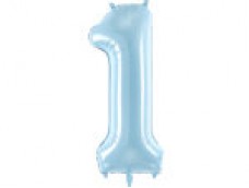 Folijas balons 86cm XL - cipars 1, gaiši zils