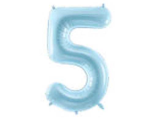 Folijas balons 86cm XL - cipars 5, gaiši zils