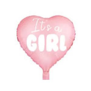 Folijas baloni Mazuļiem  - It's a Girl, 45cm, sirds, rozā, gaiši