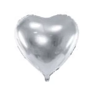 Folijas balons sirds, sudraba, 61cm