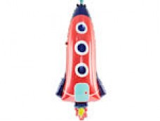 Folijas balons Kosmoss -  Raķete, sarkana, 44 x 115 cm