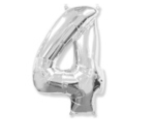 Folijas balons 96cm XXL - cipars 4, sudraba
