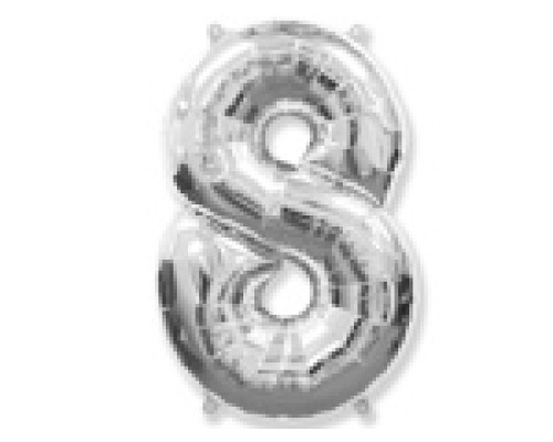 Folijas balons 96cm XXL - cipars 8, sudraba