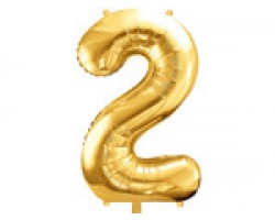 Folijas balons 86cm XL - cipars 2, zelts