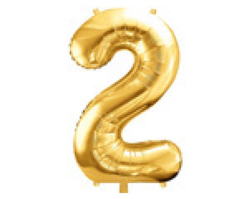 Folijas balons 86cm XL - cipars 2, zelts