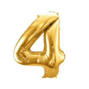 Folijas balons 86cm XL - cipars 4, zelts Folijas balons 86cm XL - cipars 4, zelts