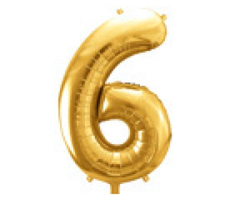 Folijas balons 86cm XL - cipars 6, zelts
