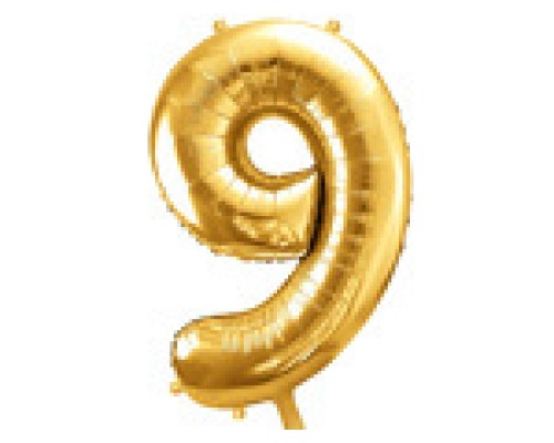 Folijas balons 86cm XL - cipars 9, zelts