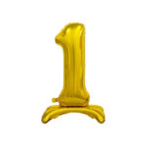 Folijas balons 74cm - cipars 1, zelta, stāvošs, tikai gaisam