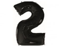 Folijas balons 96cm XXL - cipars 2, melns