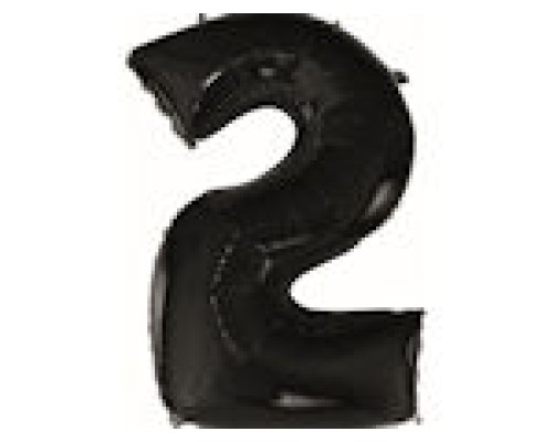 Folijas balons 96cm XXL - cipars 2, melns