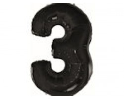 Folijas balons 96cm XXL - cipars 3, melns