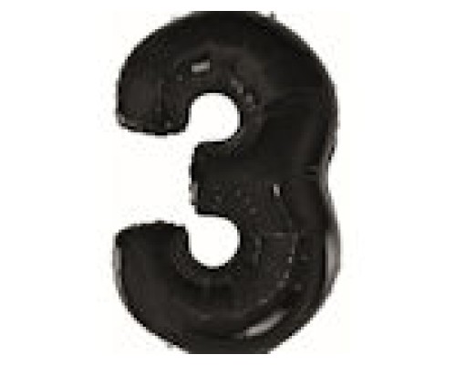 Folijas balons 96cm XXL - cipars 3, melns