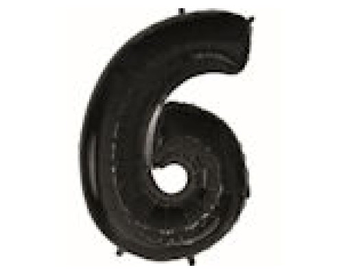 Folijas balons 96cm XXL - cipars 6, melns