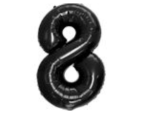 Folijas balons 96cm XXL - cipars 8, melns