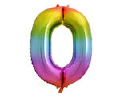 Folijas balons 86cm XL - cipars 0, krāsains